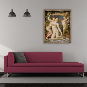 Tablou inramat - Agnolo di Cosimo Bronzino - O alegorie cu Venus si Cupidon, 50 x 60 cm - Img 2