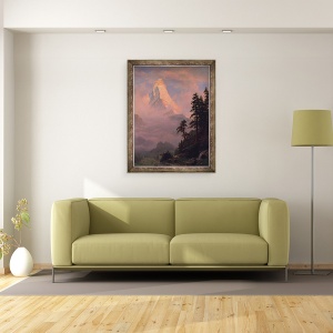 Tablou inramat - Albert Bierstadt - Rasarit de soare pe Matterhorn, 60 x 80 cm - Img 2