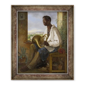 Tablou inramat - Albert Schindler - Portret De Un Gradinar si Corn Jucator in Casa imparatului Francisc I, 70 x 85 cm
