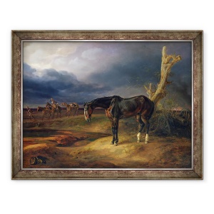 Tablou inramat - Albrecht Adam - Cal fara stapan pe campul de lupta de la Moshaisk in 1812, 60 x 80 cm
