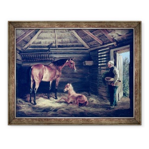 Tablou inramat - Albrecht Adam - Engleza Mare Cu Ei Foals, 60 x 80 cm