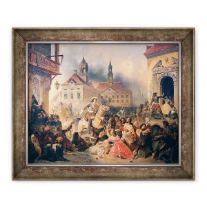Tablou inramat - Alexander Ivanovich Sauerweid - Petru cel Mare cucereste Narva in 1704, 50 x 60 cm