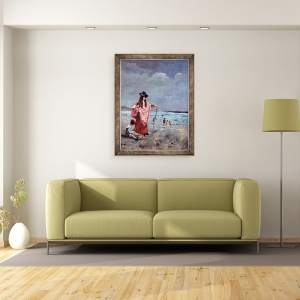 Tablou inramat - Alfred Emile Stevens - Pe plaja, 60 x 80 cm - Img 2