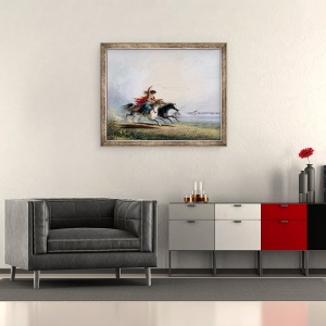 Tablou inramat - Alfred Jacob Miller - Femeie Shoshone prinde un cal, 50 x 60 cm - Img 2