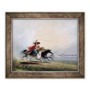 Tablou inramat - Alfred Jacob Miller - Femeie Shoshone prinde un cal, 70 x 85 cm