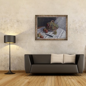 Tablou inramat - Alfred Sisley - Mere si struguri intr-un cos, 60 x 80 cm - Img 2