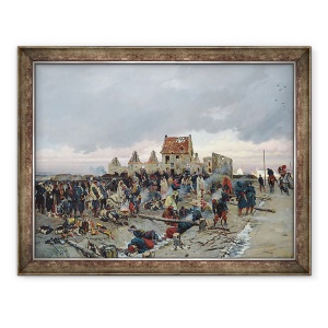 Tablou inramat - Alphonse Marie de Neuville - Bivouac la Le Bourget dupa batalia de la 21 decembrie 1870, 60 x 80 cm