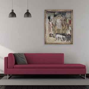 Tablou inramat - also Manfredi de Battilori Bartolo di Fredi - Calatoria lui Avraam si Lot, 50 x 60 cm - Img 2