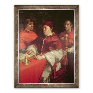 Tablou inramat - Andrea del Sarto - Papa Leon al X-lea cu doi cardinali, 70 x 90 cm