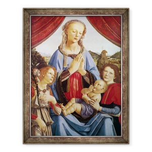 Tablou inramat - Andrea del Verrocchio - Fecioara si Pruncul cu doi ingeri, 60 x 80 cm