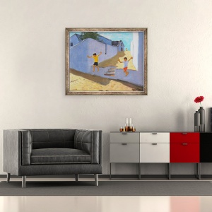 Tablou inramat - Andrew Macara - Sarind de pe un zid, Mykonos, 2015, 50 x 60 cm - Img 2