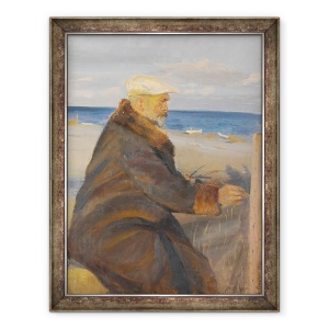 Tablou inramat - Anna Kirstine Ancher - Pictura Michael Ancher pe Shore, 60 x 80 cm