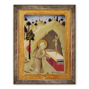 Tablou inramat - Ansano di Pietro di Mencio - Sfantul Jerome in desert, 70 x 90 cm