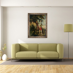 Tablou inramat - Anthony van Dyck - Regele Carol I 1600-49 al Angliei in vanatoare, 60 x 80 cm - Img 2