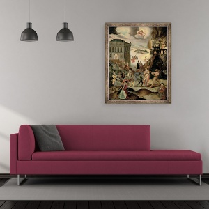 Tablou inramat - Anthuenis Claeissins - Alegorie de viciu si virtute, 50 x 60 cm - Img 2