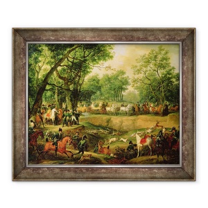 Tablou inramat - Antoine Charles Horace Vernet - Napoleon la vanatoare in Padurea Compiegne, 70 x 85 cm