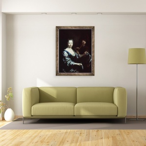 Tablou inramat - Antoine Pesne - Doamna jucand un spinet si un flautist, 60 x 80 cm - Img 2
