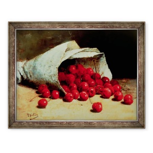 Tablou inramat - Antoine Vollon - O punga varsata de cirese, 60 x 80 cm