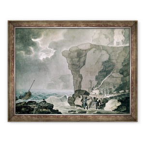 Tablou inramat - Armand de Polignac - Aterizarea conspiratorilor in afacerea cadoudal la stanca din Bville langa Dieppe, 70 x 90 cm