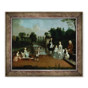 Tablou inramat - Arthur Devis - Un grup de familie pe o terasa intr-o gradina, 50 x 60 cm