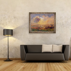 Tablou inramat - Auguste Francois Ravier - Apus de soare pe campie, 70 x 90 cm - Img 2