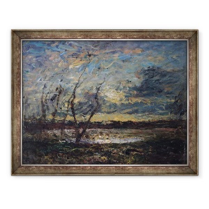 Tablou inramat - Auguste Francois Ravier - Peisaj la marginea localitatii Cremieu, 60 x 80 cm