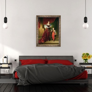 Tablou inramat - Baron Gerard, Francois Pascal Simon - Marie Amelie de Bourbon 1782-1866 Ducesa de Orleans si Fiul ei, 70 x 90 cm - Img 3
