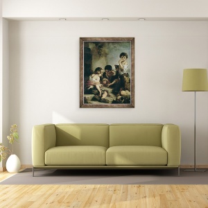 Tablou inramat - Bartolome Esteban Murillo - Boys joc zaruri, 60 x 80 cm - Img 2