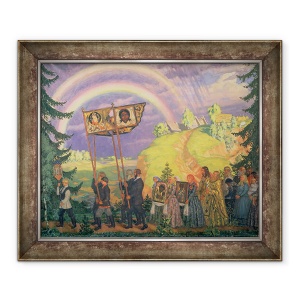 Tablou inramat - Boris Mikhailovich Kustodiev - Procesiune de Pasti, 70 x 85 cm