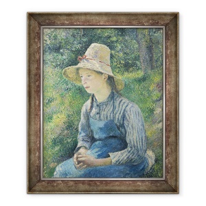 Tablou inramat - Camille Pissarro - Fata taraneasca cu o palarie de paie, 50 x 60 cm