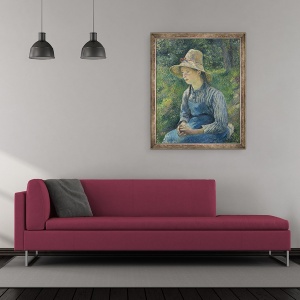 Tablou inramat - Camille Pissarro - Fata taraneasca cu o palarie de paie, 50 x 60 cm - Img 2