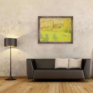 Tablou inramat - Camille Pissarro - Pastorul si biserica lui Eragny, 70 x 90 cm - Img 2
