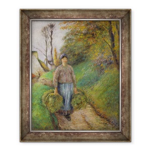 Tablou inramat - Camille Pissarro - taraneasca femeie care transporta doua pachete de fan, 50 x 60 cm