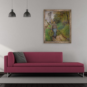 Tablou inramat - Camille Pissarro - taraneasca femeie care transporta doua pachete de fan, 50 x 60 cm - Img 2