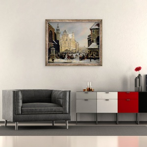 Tablou inramat - Carel Jacobus Behr - Town Hall, The Hague, 50 x 60 cm - Img 2