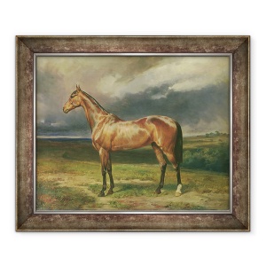 Tablou inramat - Carl Constantin Steffeck - Abdul Medschid calul arab castan, 50 x 60 cm