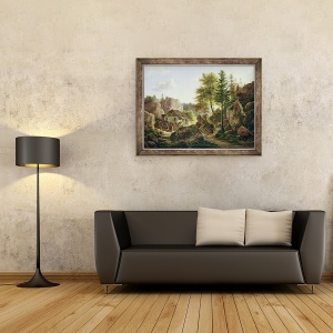 Tablou inramat - Carl Morgenstern - O moara de apa in Vosges langa Ribanville, 60 x 80 cm - Img 2