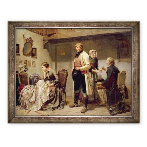 Tablou inramat - Carl Wilhelm Huebner - Un toast pentru cuplul angajat, 60 x 80 cm