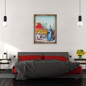 Tablou inramat - Carmontelle - Portretul domnisoarei Desgots de Saint-Domingue cu sclavul ei Laurent, 70 x 90 cm - Img 3