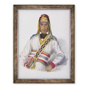Tablou inramat - Charles Bird King - Yoholo-Micco, sef al paraului, 1825, ilustratie din Triburile indiene din America de Nord, Vol.2, de Thomas L. McKenney si James Hall, 60 x 80 cm
