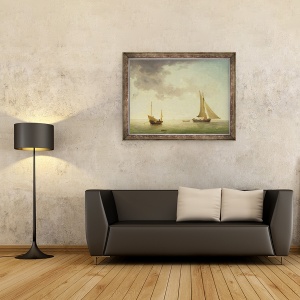 Tablou inramat - Charles Brooking - Un Lugger si un Smack in aer de lumina, 60 x 80 cm - Img 2