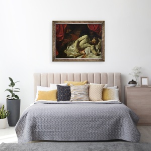 Tablou inramat - Charles Le Brun - Moartea lui Cato de Utica 95-46 i.Hr. 1646, 70 x 90 cm - Img 3