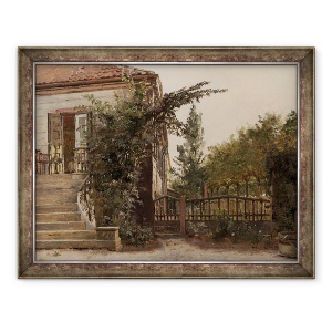 Tablou inramat - Christen Schjellerup Kobke - Treptele Gradinii care duc la studioul artistului de la Blegdammen in afara Copenhaga, 70 x 90 cm