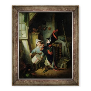 Tablou inramat - Claude Jacquand - Doi baieti imbracati in soldati, 70 x 85 cm