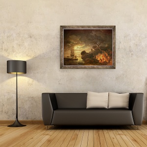 Tablou inramat - Claude Joseph Vernet - Peisaj de Lumina Lunii, 70 x 90 cm - Img 2