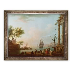 Tablou inramat - Claude Joseph Vernet - Portul maritim, rasarit de soare, 60 x 80 cm