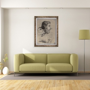 Tablou inramat - Claude Monet - Caricatura lui Jules Didier Omul fluture, c.1858 carbune, inaltat cu creta alba, cu pete, 60 x 80 cm - Img 2