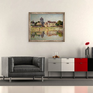 Tablou inramat - Claude Monet - Langa rau, la Vernon, 50 x 60 cm - Img 2
