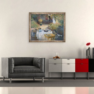 Tablou inramat - Claude Monet - Pranzul - Gradina lui Monet de la Argenteuil, 70 x 85 cm - Img 2