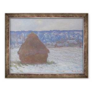 Tablou inramat - Claude Monet - Stiva de grau efect de zapada, Ziua innorata, 60 x 80 cm